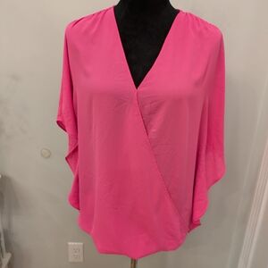 Pink Dolman Sleeve Wrap Blouse